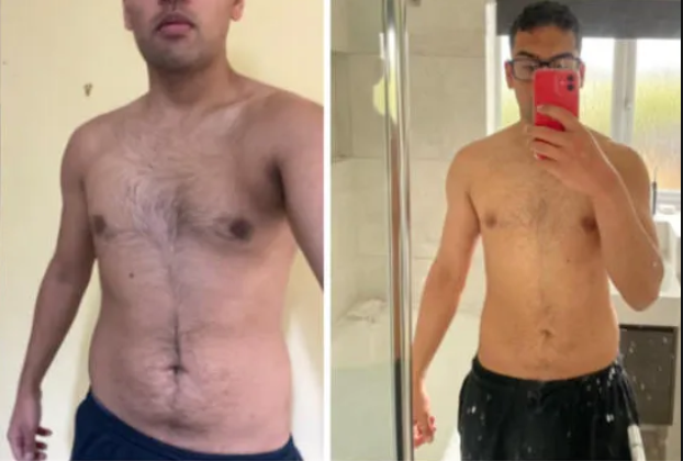 Client body transformation showing a visible six pack after coaching with Emiliano Disha