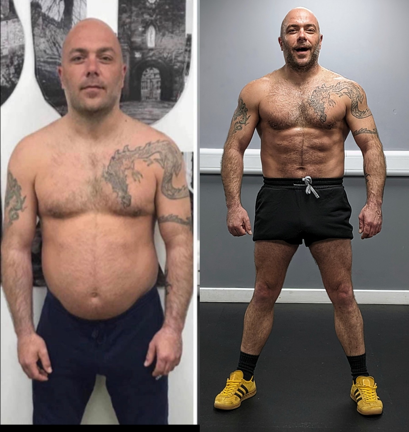 Shaun Smith client body transformation before and after, Emiliano Disha Coaching